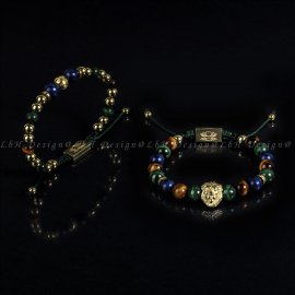 Malachit - Zafír - Tigrisszem - Arany Hematit - Oroszlán 925 Szett Arany