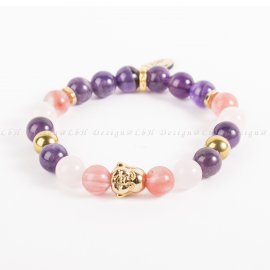 Málnakvarc – Rózsakvarc – Ametiszt – Arany Hematit - Lucky Buddha Arany