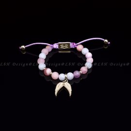 Matte Amethyst - Matte Rose Quartz - Matte Aquamarine - Golden Hematite-925 Angel Wings Gold