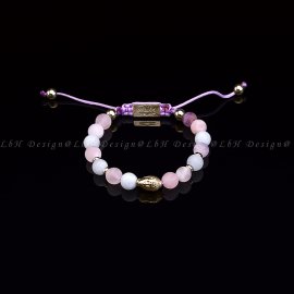 Matte Amethyst - Matte Rose Quartz - Matte Aquamarine - Golden Hematite-925 Lotus Buddha Gold