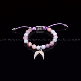 Matte Amethyst - Matte Rose Quartz - Matte Aquamarine - Silver Hematite-925 Angel Wings Silver