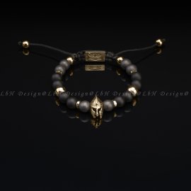 Matte Hematite - Matte Onyx - Golden Hematite -Achilles Helmet 925 Gold
