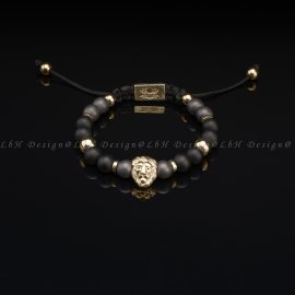 Matte Hematite - Matte Onyx - Golden Hematite - Lion 925 Gold