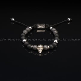 Matte Hematite - Matte Onyx - Silver Hematite - Skull 925