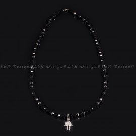 Matt ónix - Fazettált Hematit - Ezüst hematit - Fazettákt matt Ónix - Fatima keze ezüst nyaklánc