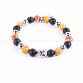 Matt Ónix- Narancs Tengeri Üledék Jáspis-Ezüst Hematit-Ezüst Buddha