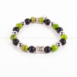 Matt Ónix-Zöld Tengeri Üledék Jáspis-Ezüst Hematit-Ezüst Buddha