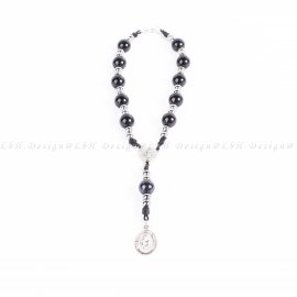 Onyx– Silver Hematite – Saint Christopher