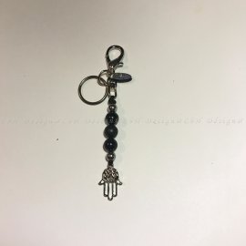 Ónix - Ezüst Hematit - Matt Ónix - Fatima keze Kulcstartó