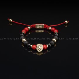Onyx - Matte Onyx - Red Howlite - Golden Hematite - Lion 925 Gold