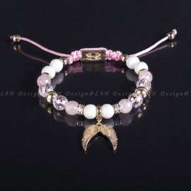 Pirivelege 925 Limited Angel Wings - Faceted Rose Quartz - Faceted Shellfish - Faceted Aqua Aura Quartz – Golden Hematite