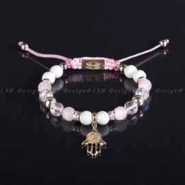 Pirivelege 925 Limited Hand of Fatima - Faceted Rose Quartz - Faceted Shellfish - Faceted Aqua Aura Quartz – Golden Hematite