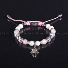 Pirivelege 925 Limited Hand of Fatima - Faceted Rose Quartz - Faceted Shellfish - Faceted Aqua Aura Quartz – Silver Hematite