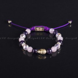 Privilege 925 Gold Limited Buddha-Faceted Rose Quartz-Faceted Aqua Aura Quartz-Faceted Amethyst