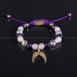 Privilege 925 Limited Angel Wings-Faceted Rose Quartz-Faceted Aqua Aura Quartz-Faceted Amethyst - Golden Hematite