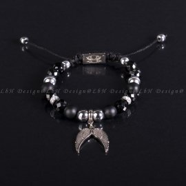 Privilege 925 Limited Angel Wings-Matte Onyx-Silver Hematite-Faceted Onyx