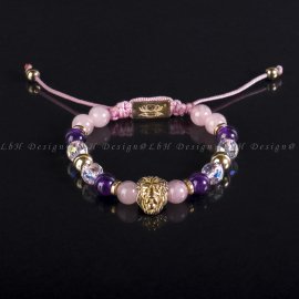 Privilege 925 Limited Lion - Rose Quartz - Golden Hematite - Amethyst - Faceted Aqua Aura Quartz