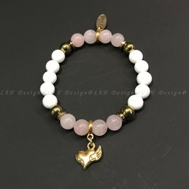 Rózsakvarc - Kagyló - Arany hematit - L'amour szív