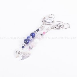 Szodalit-Rózsakvarc-Roppantott Hegyikristály-Ezüst Hematit LOVE