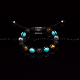 Turquenite-Tiger's Eye-Matte Onyx-Silver Hematite-Privilege 925 