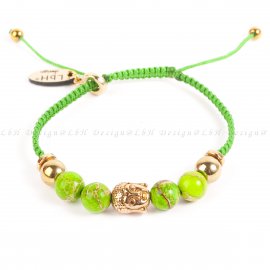 ZÖLD TENGERI ÜLEDÉK JASPIS - ARANY HEMATIT - BUDDHA ARANY