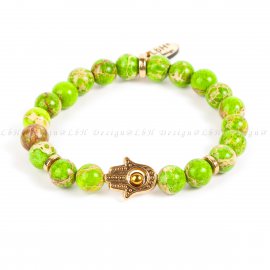 ZÖLD TENGERI ÜLEDÉK JÁSPIS - FATIMA KEZE ARANY