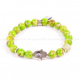 ZÖLD TENGERI ÜLEDÉK JÁSPIS - FATIMA KEZE EZÜST